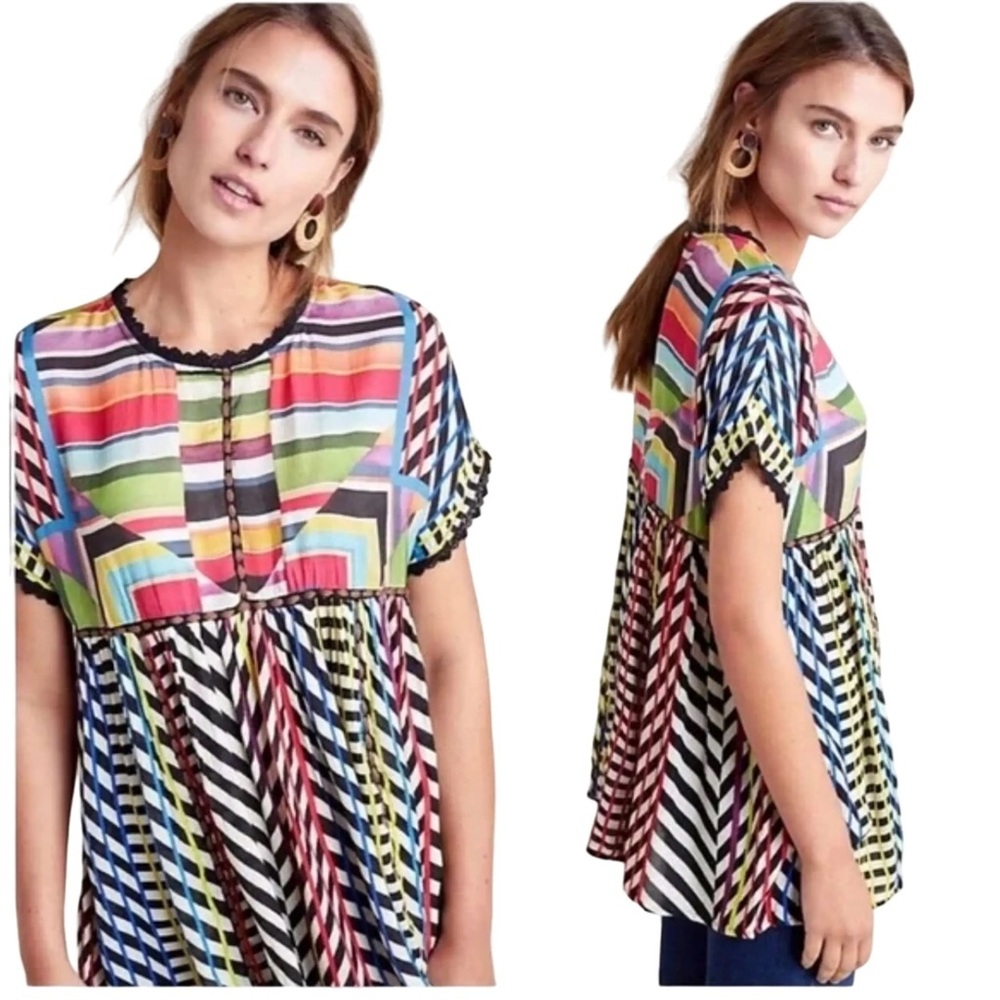 Conditions Apply Kynsa Flowy Colorful Geometric Tunic Top Women’s Size Medium‎